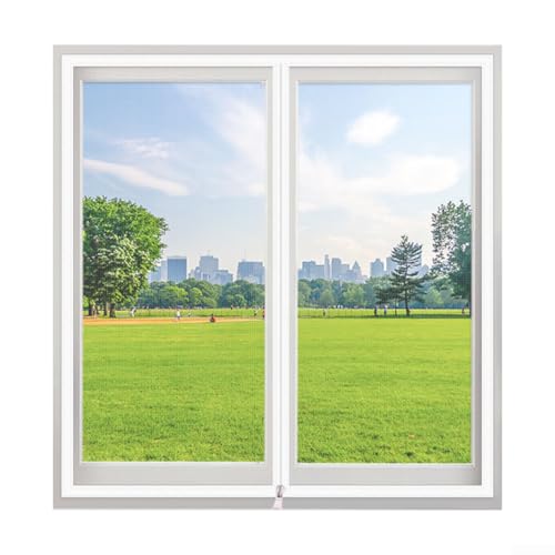 Klarsichtfenster für Katzenhaushalte, um Fliegen draußen zu halten und frische Luft drinnen zu halten, mit flexibler Passform und keine Änderung erforderlich (130 x 140 cm, schwarz)-8