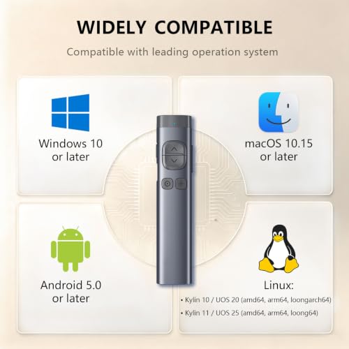 Image of N97s Presentation Clicker for Powerpoint Presentations with Digital Pointer | Red Laser, Metal Housing, Magnifier /Highlight /Mouse Left Click, TV Screen & Projector Clicker, Built-in Storage Receiver