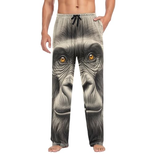 Gorilla Flower Pajama Pants for Men Men's Separate Bottoms, Lounge Pants with Pockets S3