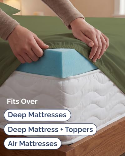 Image of Extra Deep Twin XL Sheet Set - 4 Piece College Dorm Bed Sheets Set with Extra Deep Pockets - Ultra-Soft, Comfy & Breathable Bedding for Women, Men, Kids & Teens - Wrinkle & Fade Resistant - Sage Green