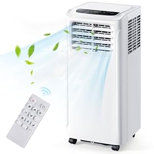 Aoxun 8,000 BTU Portable Air Conditioner Dehumidifier with Remote Control, 4-in-1 Portable AC Unit with Remote Control, Digital Display, 24 Hours Timer, Installation Kits for Office, Home, White