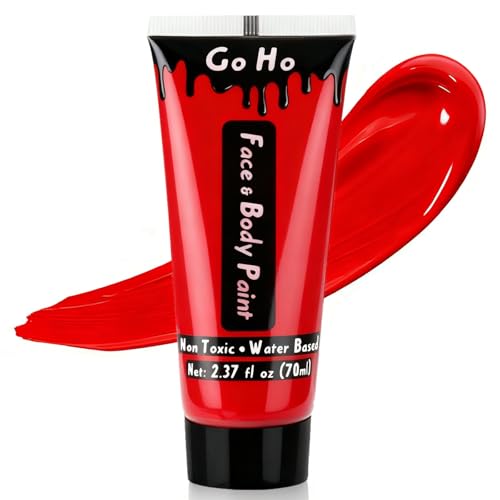 Go Ho Red Face Body Paint 2.37oz, Cream-Blendable Halloween Red Face Makeup