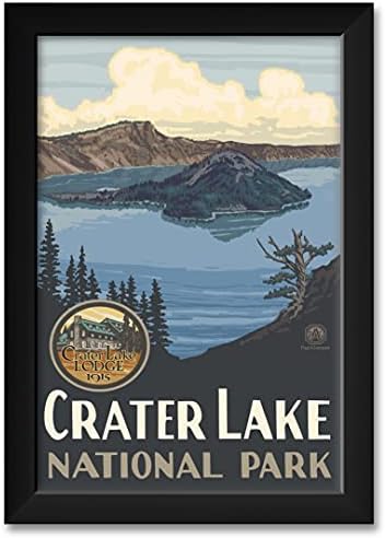 Crater Lake National Park Professionally Framed Art Print from Travel Artwork by Artist Paul A. Lanquist Framed Art Size: 14" x 20"