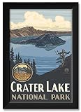 Crater Lake National Park Professionally Framed Art Print from Travel Artwork by Artist Paul A. Lanq
