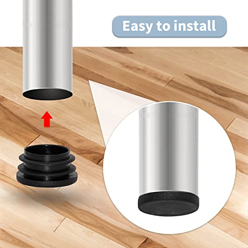 Image of Flyshop 8 Pack Black Plastic Hole Plug Round Tubing End Cap Chair Glide Inserts 32 mm, 1-1 /4 inch