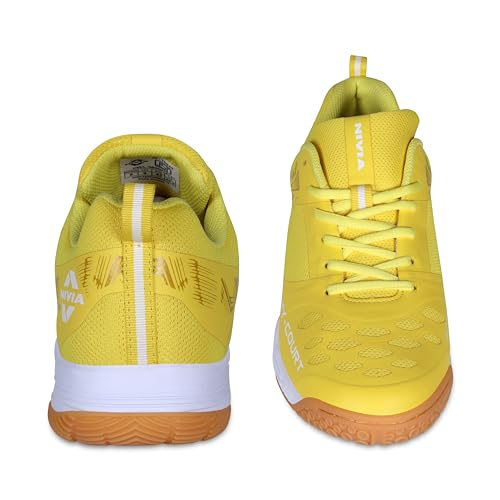 Image of NIVIA HY-Court 2.1 Badminton Shoes for Men | Ultimate Footwear for Court Mastery | Padel Shoes | Pickleball Shoes | Non-Marking Court Shoes | Unleash Your Full Court Potential | (Navy Blue /Red /Yellow /Black)