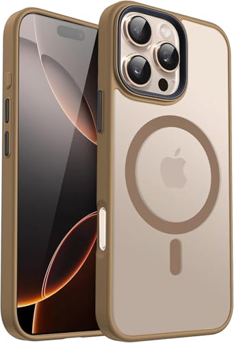 Image of Elzzi Magnetic Compatible with iPhone 16 Pro Max Case (Compatible with MagSafe) Translucent Shockproof, Anti-Fingerprint Phone Case, Desert