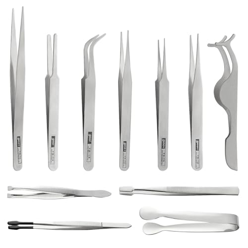 REJOECE - Pinzas de precisión ESD antiestáticas de acero inoxidable para modelado, reparación electrónica,pinzas, laboratorio, fabricación de joyas