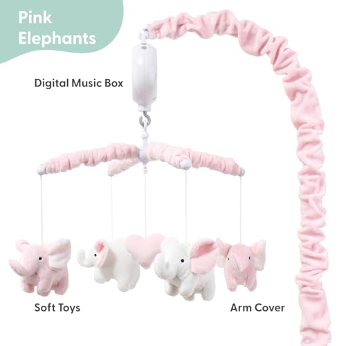 The Peanutshell Crib Mobile for Girls - Soft Pink Musical Baby Crib Mobile with 12 Lullabies, Cute Elephant Baby Pink Elephant Nursery Decor - Image 3