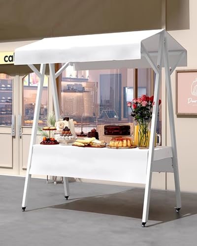 Mobile Street Food Vendor Cart, Portable Candy Cart with Wheels for Festivals and Outdoor Events, Metal Display Stand for Commercial Use,