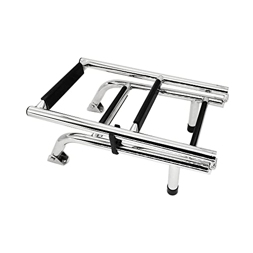 Folding Boat Ladder Stainless Steel 4 Step Pontoon 2+2 Step Portable Transom Mount Boat Ladder，Rated To 400 Pounds #TOP5
