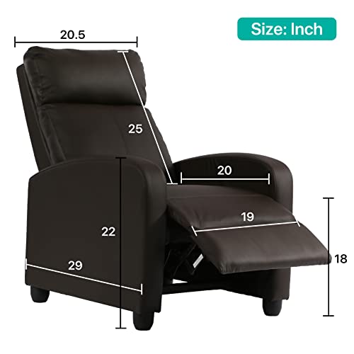 Recliner Chair, Recliners For Small Spaces Breathable Padded Pu Leather Massage Single Sofa Recliner Chair With Footrest Home Theater Seating For Bedroom Living Room, Brown #TOP6