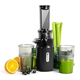 Ventray Ginnie Estrattore Frutta e Verdura - Slow Juicer 60 Giri/Min- Estrattore di Succo con Funzione di Masticazione Inversa, Facile da Pulire, Senza BPA, Cold Press, Spremiagrumi Elettrico, Nero