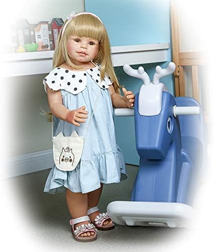 iCradle 28 inch Reborn Toddlers Girls Blonde Long Hair Vinyl Full Body Reborn Baby Dolls Handmade Realistic Life Size Standing Children for Kids Wear Model