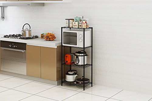 JEROAL 4-Tier Wire Shelving, Metal Wire Shelf Storage Rack, Durable Organizer Unit Perfect for Kitchen Garage Pantry Organization in Black, 21" Wx14 Dx46.5 H