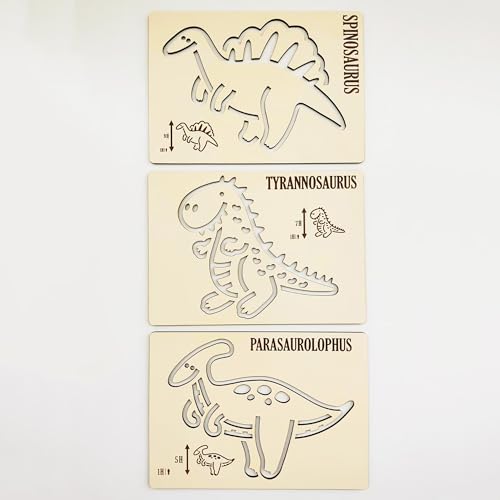 Cliths Montessori Dinosaur Stencil Set - 11Pcs Wooden Drawing Templates for Kids, Fun Learning Toy for Tracing, Handwriting, Sketching & Art, Early Education Activity - Image 6