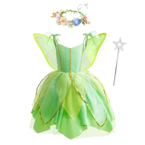 Lito Angels Tinkerbell Green Fairy Fancy Dress Up Costume Pa