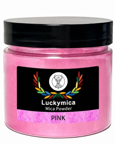 Luckymica Mica Powder for Epoxy Resin, Premium Pearlescent Pigment Powder for Resin Art, Dye, Nail Polish, Paint, Candle Making, Soap Making, Bath Bombs, DIY Cosmetics - Pink (50g / 1.76oz)