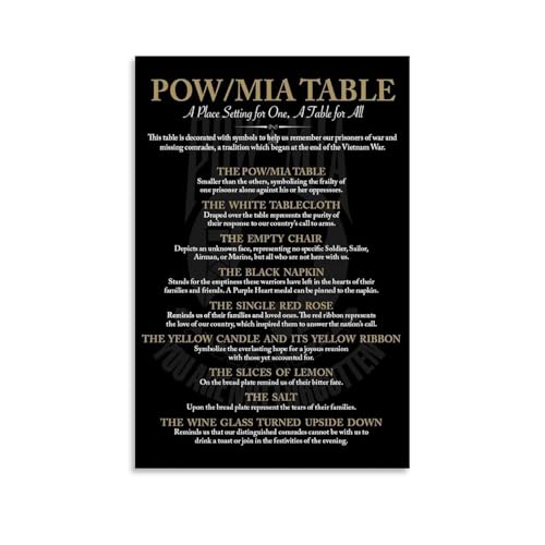 POW MIA Table Poster Symbolism And Meaning Visual Aid Military And Veteran Events Canvas Painting for Bedroom Living Room Decor 12x18inch(30x45cm) Unframe-style