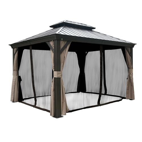 Kozyard Gazebo Privacy Screen Netting for 10’ x 12’ Gazebo, Textilene Mesh Net for Hardtop Gazebo, Breathable Outdoor Gazebo Netting