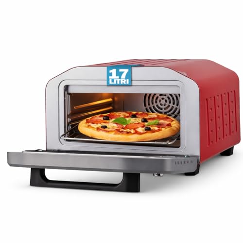 BAKAJI Forno Pizza 17 Litri Multifunzione con Pietra Refrattaria e Griglia Multifunzione, Funzione Grill, Potenza 1700W, Cottura Omogenea e Impeccabile, Ideale per Tostare, Gratinare e Cuocere Cibi