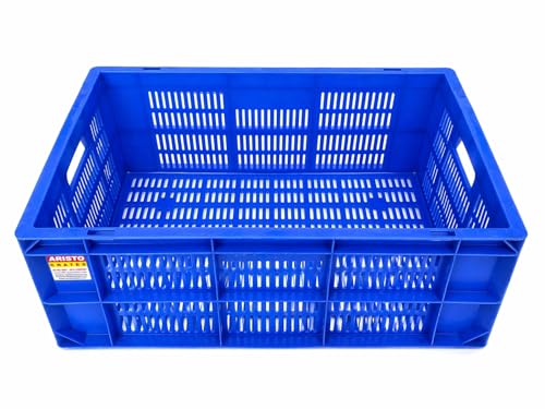 Image of ARISTO Portable and Stackable Plastic Storage Container Box Crate 64225 SP designed for multipurpose storage Blue