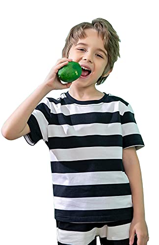 DINGDONG'S CLOSET Kid Boy Girl Summer Crewneck Cotton Casual Striped Short Sleeve Tshirt2