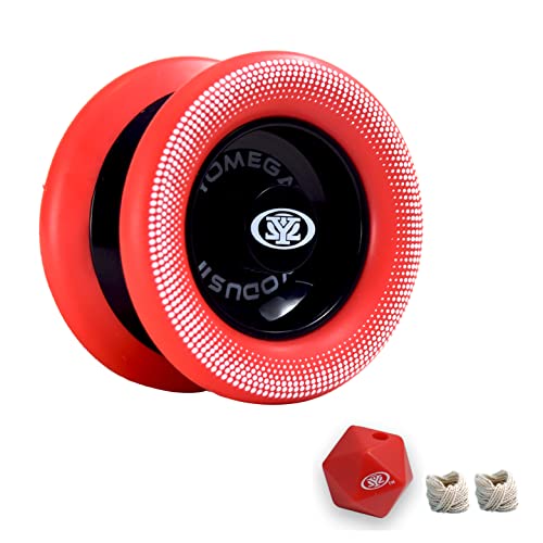 Yomega Xodus II YoYo - Incluye tecnología de rodamiento de rodillos, llantas de goma y diseño en forma de ala - Juego profesional de nivel intermedio sensible (negro rojo)