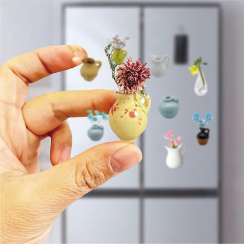 Imanes de cerámica mini jarrón 8 piezas para refrigerador miniatura 4
