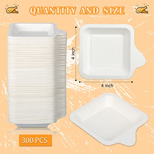 Remerry Small Paper Plates Small Disposable Plates Paper Plates Bulk White Square Plates Dessert Plates Cake Paper Plates Party Snack Plates Sugarcane Bagasse Fiber Plates (300 Pcs, 4.41 X 5.24 Inch) #TOP2