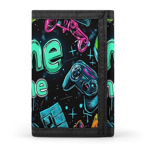MXNPKUR Gaming Themed Wallet With Vibrant Neon Design Long Large Capacity Credit Card Holder For Gamers And Tech Enthusiasts With Zipper Clutch Purses
