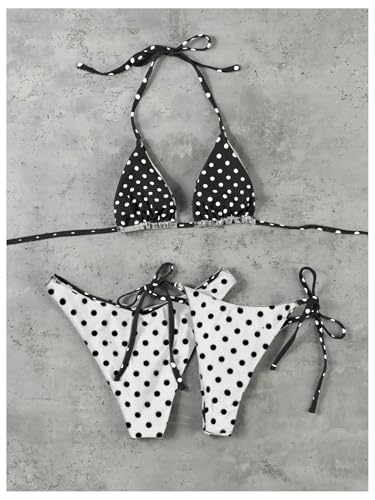 Bikini à pois triangle dos nu ajustable offrant un maintien parfait - 2