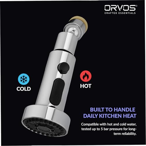 Image of Orvos Kitchen Faucet Extender - Swift, 360 degree swivel, High Grade ABS Material Body, with Premium Stainless Steel Connecting Nut, Three modes with full rotations, for high end luxury kitchens