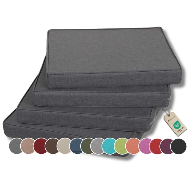 Gutekissen Coussin de Chaise Coussin d'assise pour chaises/bancs pour la Maison et Le Jardin Coussin de Jardin Coussin d'assise Plusieurs Couleurs FK5 (50x50, Anthracite, 4)