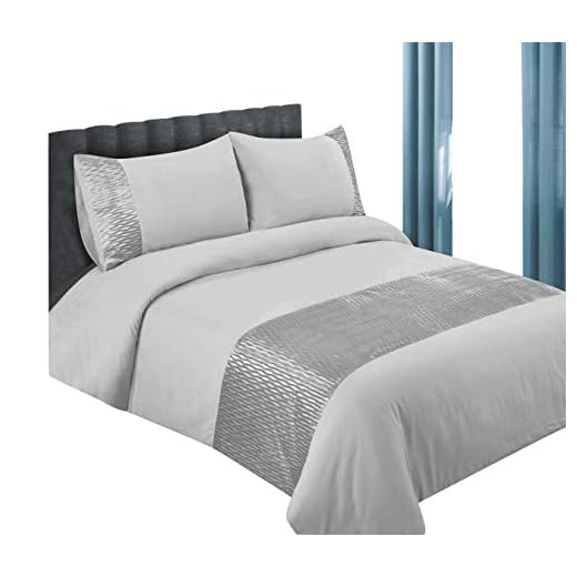 Sterling Mill - Juego de funda de edredón y fundas de almohada color negro, crema, plateado y verde azulado en distintas medidas, poliéster, Warm Silver, Superking