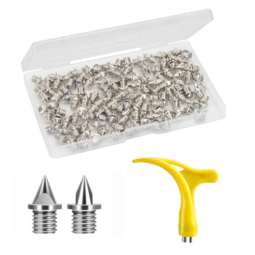 Xyphium 3/16 Track Spikes 130PCS Steel Cross Country Spikes Replacements and Spike Wrench for Sprint Sports Running Track Golf Shoes