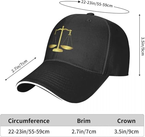 Casquette unissex balance dorée de justice au style hip hop moderne