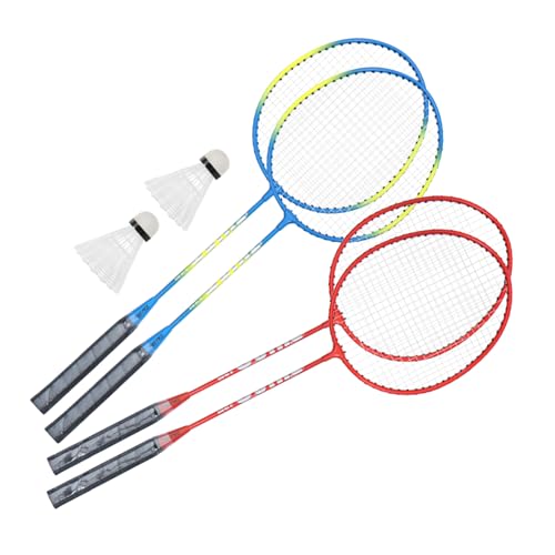 BRIGHTFUFU 2-Pack Couples Badminton Rackets Set with Balls Outdoor Practice Kit for Adults Boys and Girls