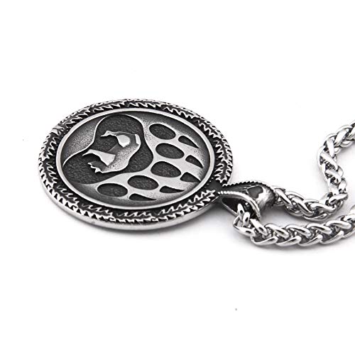 Bavipower Viking Berserker Bear Head Necklace Bear Paw Claw Pendant Stainless Steel Keel Chain Nordic Jewelry Strong Amulet For Men Women #TOP2