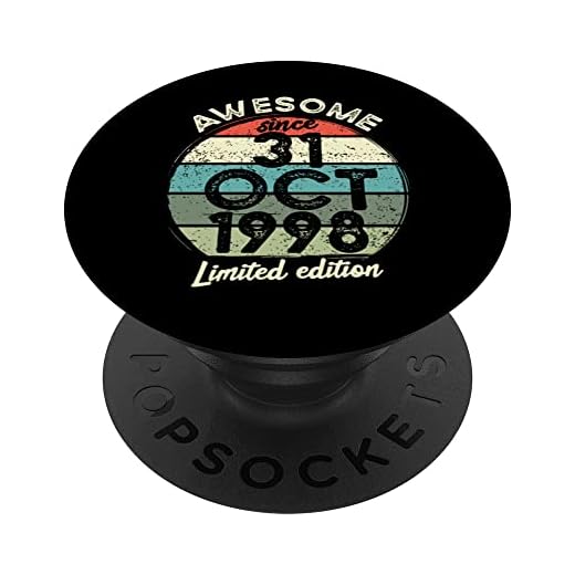 Camiseta de cumpleaños de 25 años, 31 de octubre de 1998, 25 cumpleaños PopSockets PopGrip Intercambiable