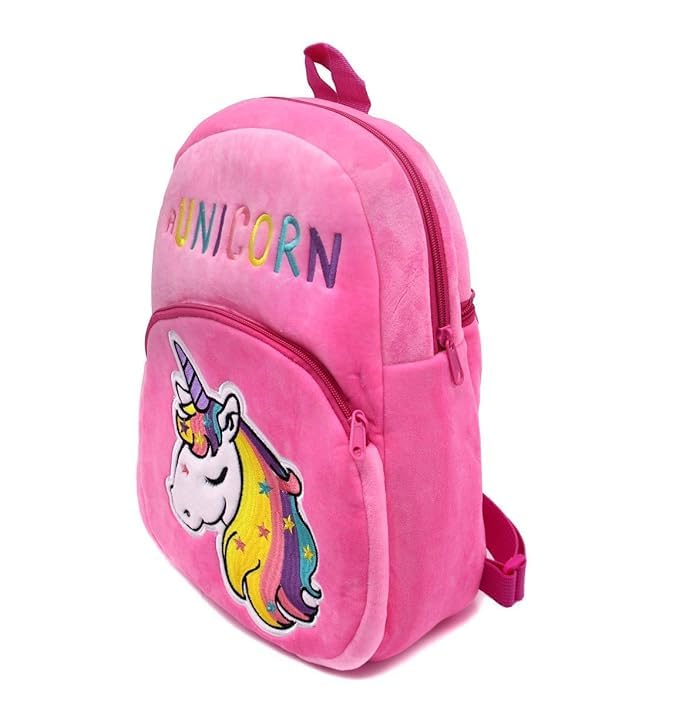 Image of Frantic Kids Velvet School Bag soft plush standard Backpack Baby Girl Preschool Mini Travel Bags Baby Girl & Baby Boy & Toddlers Picnic Carry Travelling Bags (2-5 Years)