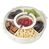 BUCOMTU Snack box Compartiment,Boîte à goûter avec compartiments Rotatif Idéal pour les pique-niques des enfants et les réunions de famille, pour conserver les fruits et les bonbons. (M)
