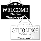 9'x5.35' Out To Lunch Be Back Soon Door Sign, Out of Room Notice for Meal Breaks, Office Lunch Break Indicator for Workplace Lunchtime