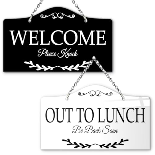 9"x5.35" Out To Lunch Be Back Soon Door Sign, Out of Room Notice for Meal Breaks, Office Lunch Break Indicator for Workplace Lunchtime