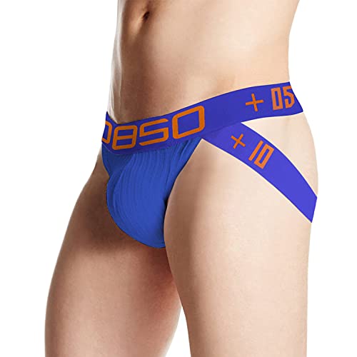 Alienjoy Herren Jockstrap Unterwäsche Sexy Hot Thong Baumwolle Low Raise Jock Strap Briefs Athletic Supporter, Blau, XX-Large Cover