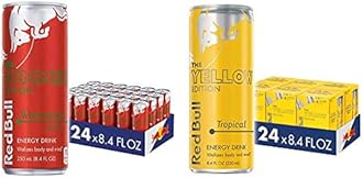 Red Bull Red and Yellow Edition Watermelon and Tropical Energy Drink Bundle, 8.4 Fl Oz, 48 Cans