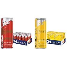 Red Bull Red and Yellow Edition Watermelon and Tropical Energy Drink Bundle, 8.4 Fl Oz, 48 Cans