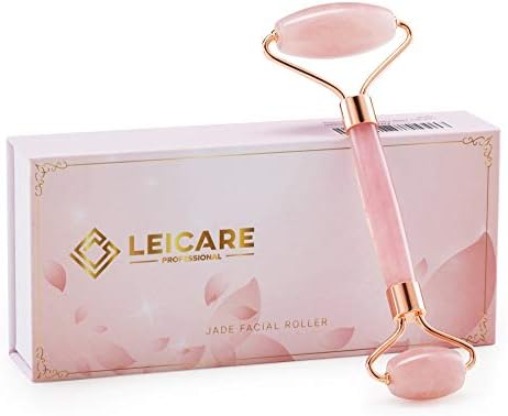 Jade Roller for Face - Rose Quartz Face Roller Skin Care - Stone Facial Roller, Face Massager for Women, Relieve Stress, Remove Wrinkles Eye Puffiness