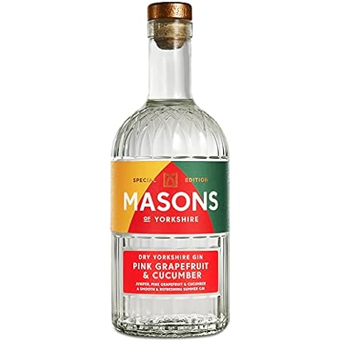 Masons Pink Grapefruit & Cucumber Gin - 70cl Special Edition - Refreshing Pink Grapefruit & Cucumber Flavoured Gin Cover