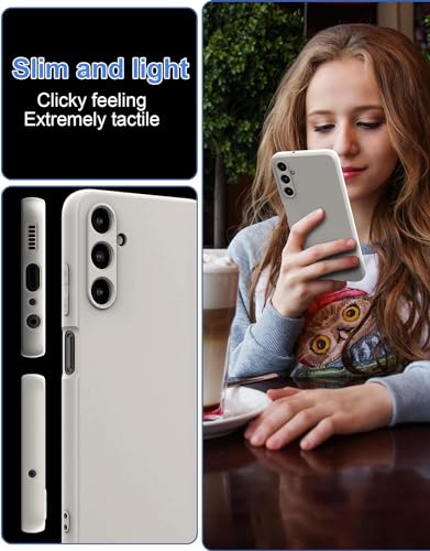 Image of DIZORO Microfiber Candy Case Compatible For Samsung M15 5G Smooth Touch Cushion Liquid Soft Silicone Gel Rubber Phone Cases Non-Slip Full Body Protective Shockproof Back Cover (Stone),Off White